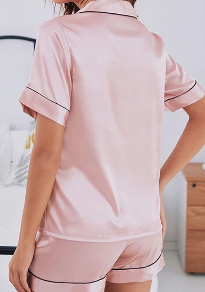 Pyjama Short Satin Rose Femme