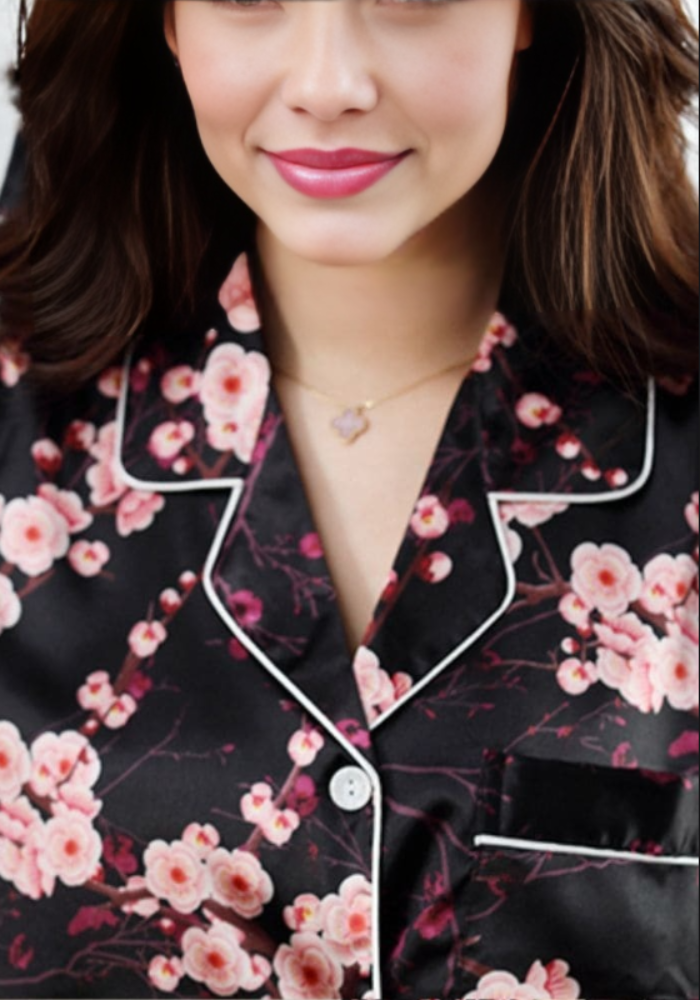 Pyjama Satin Fleurs Femme