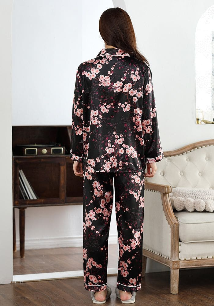 Pyjama Satin Fleurs Femme