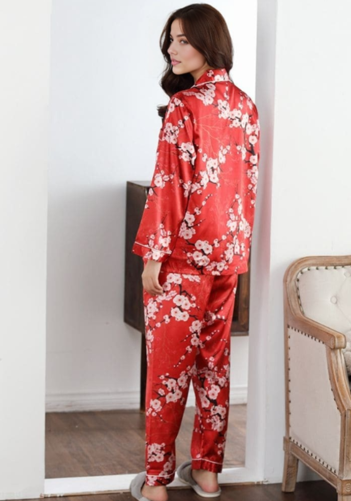 Pyjama Satin Rouge Femme