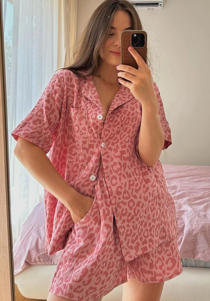 Pyjama Short Léopard Femme