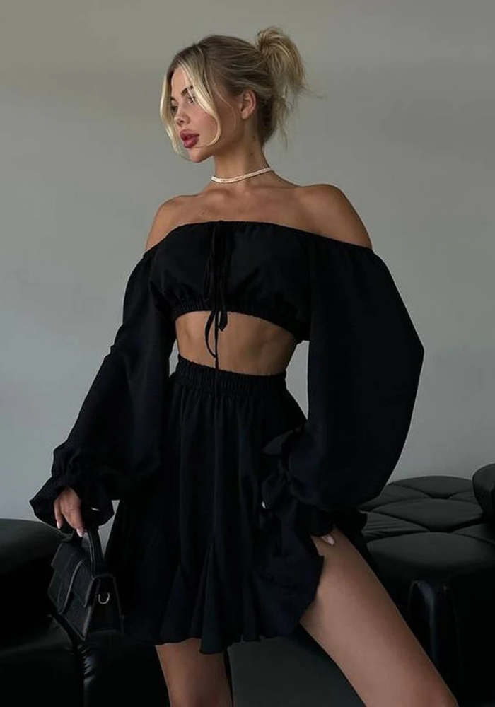 Pyjama Jupe et Top Bardot Femme