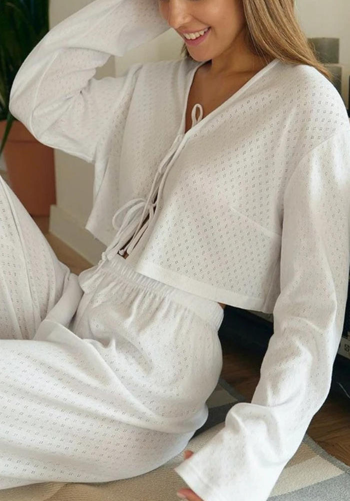 Pyjama Coton Blanc Femme