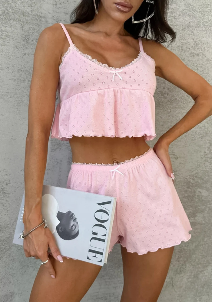 Pyjama Short Rose Mignon Femme
