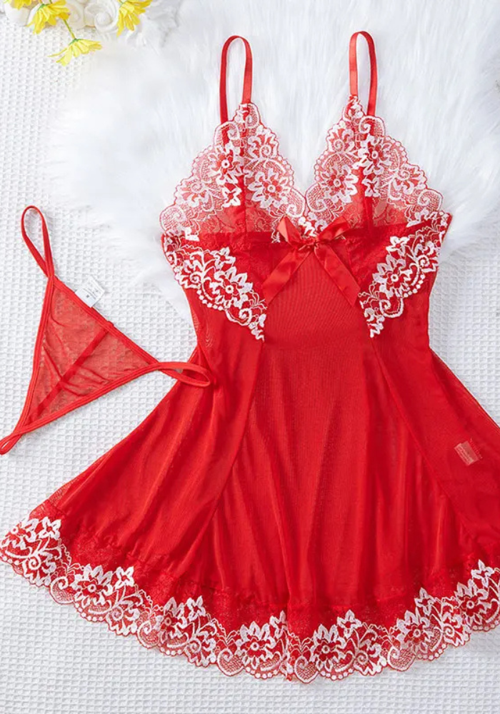 Pyjama Tulle Rouge Sexy Femme