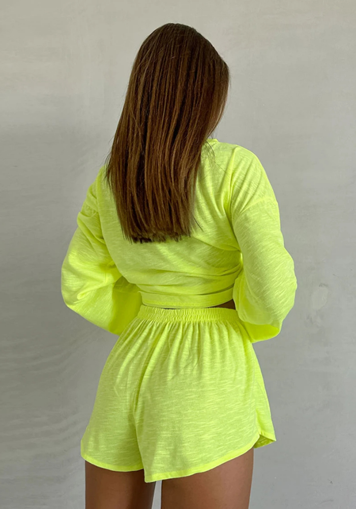 Pyjama Short Jaune Fluo Femme