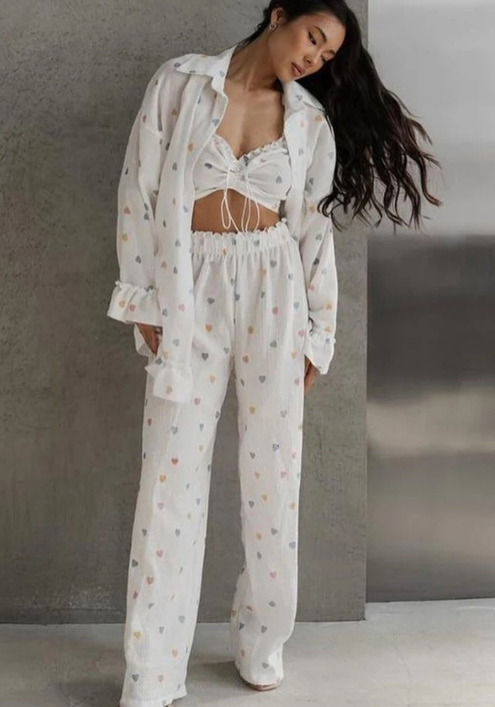 Pyjama 3 Pièces Imprimé Femme