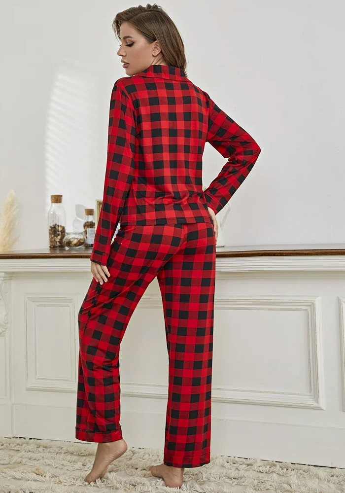 Pyjama Carreaux Rouge et Noir Femme