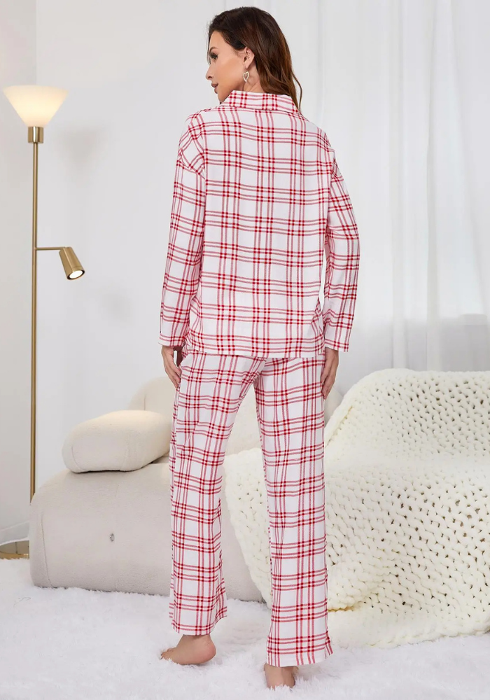 Pyjama Carreaux Blanc Femme