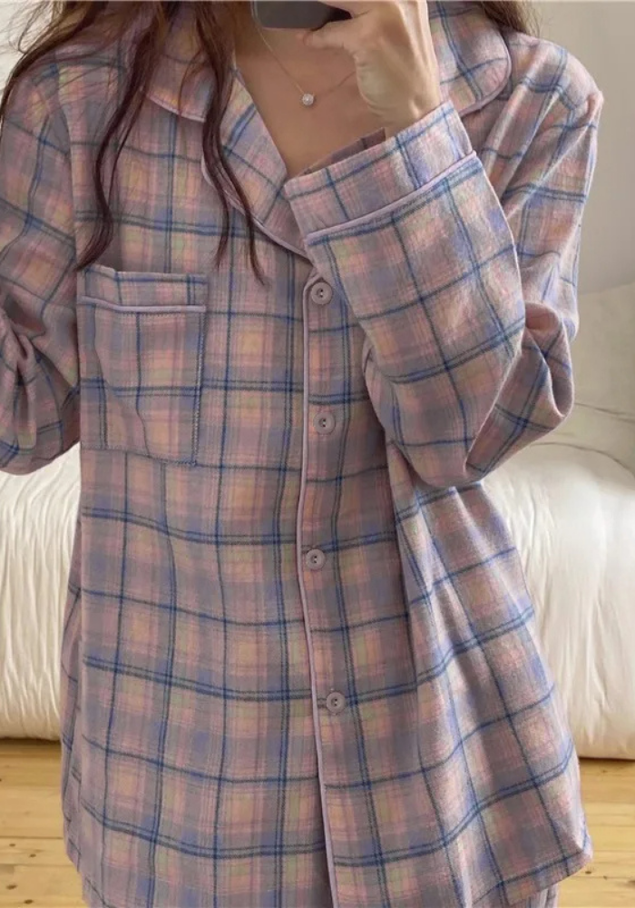Pyjama Carreaux Violet Femme