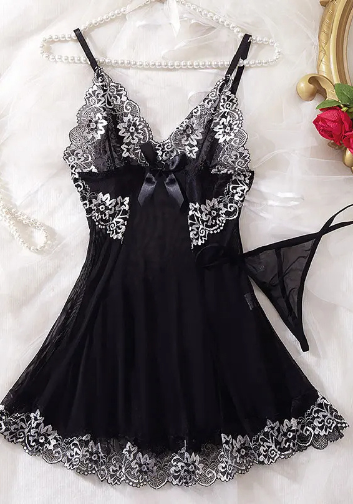 Pyjama Tulle Noir Sexy Femme
