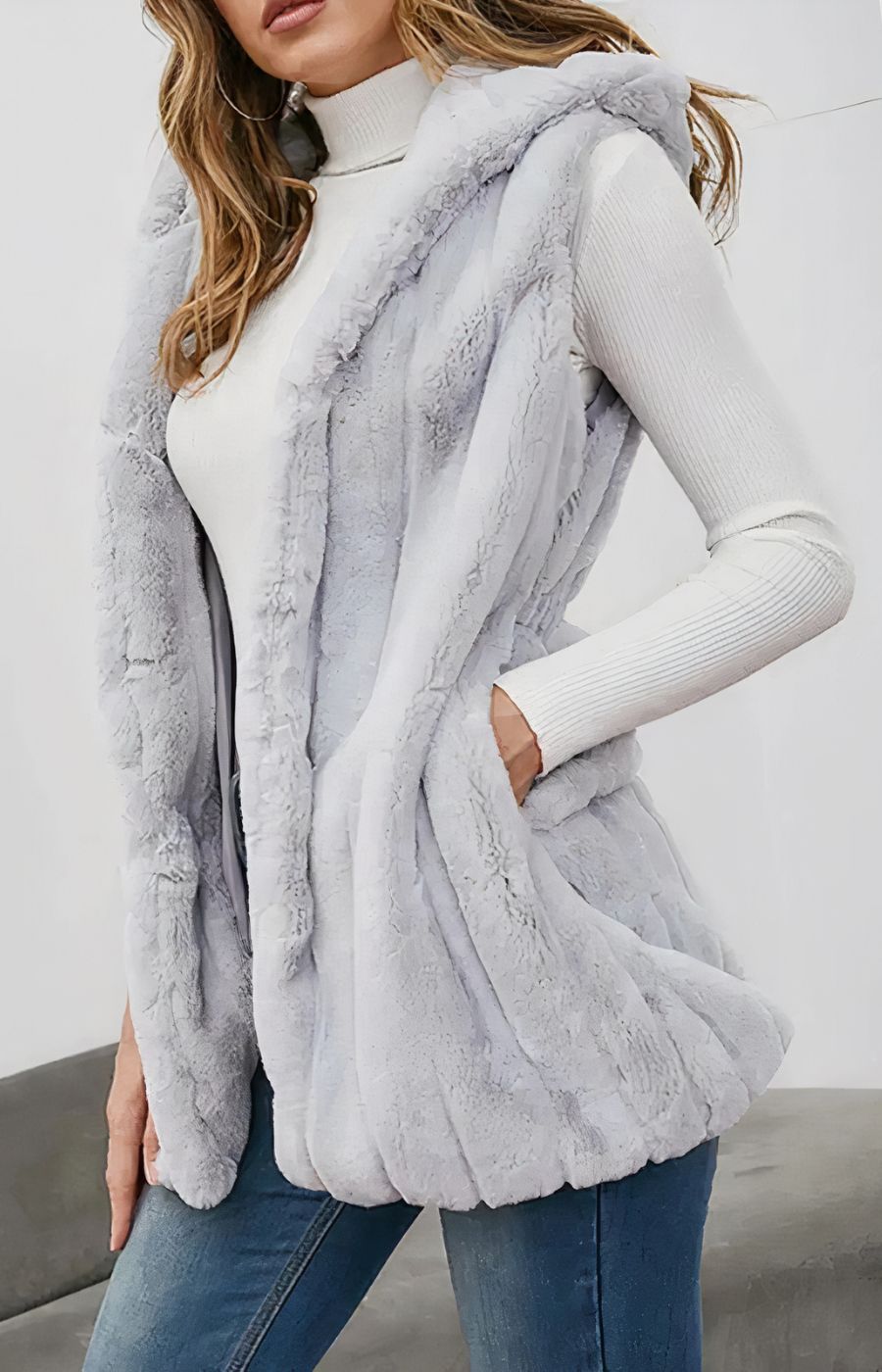 Gilet Long Polaire Sans Manches Femme