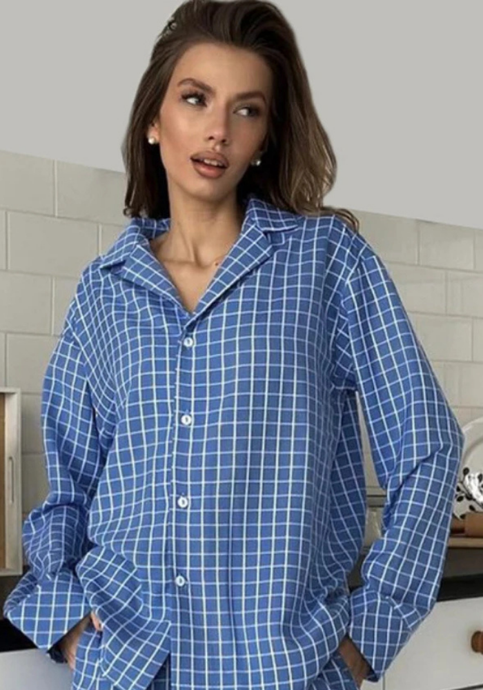Pyjama Carreaux Bleu Femme