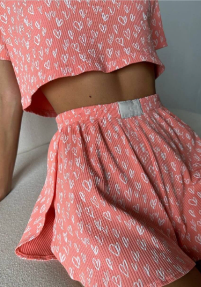Pyjama Short Orange Femme