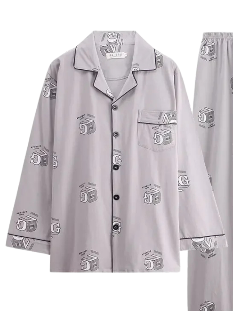 Pyjama Homme Hiver Veste Boutonnée