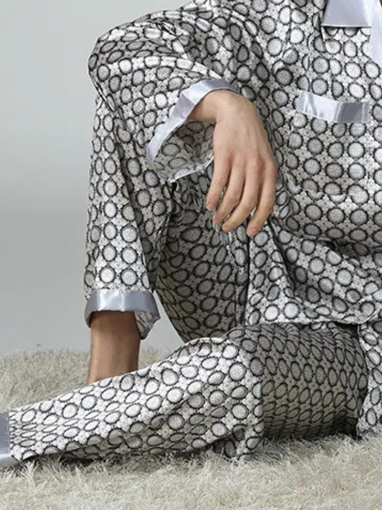 Pyjama Homme Satin Imprimé Gris