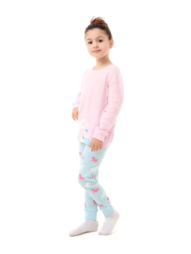 Pyjama Licorne Rose et Bleu Fille