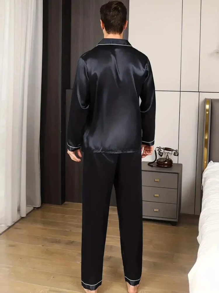Pyjama Satin Homme Noir