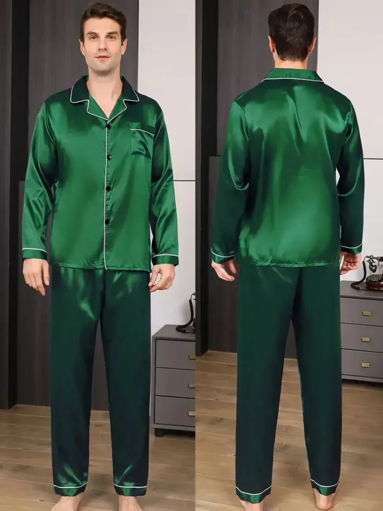 Pyjama Satin Homme Vert