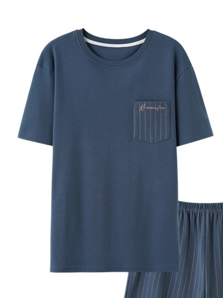 Pyjama Short Homme Bleu Navy