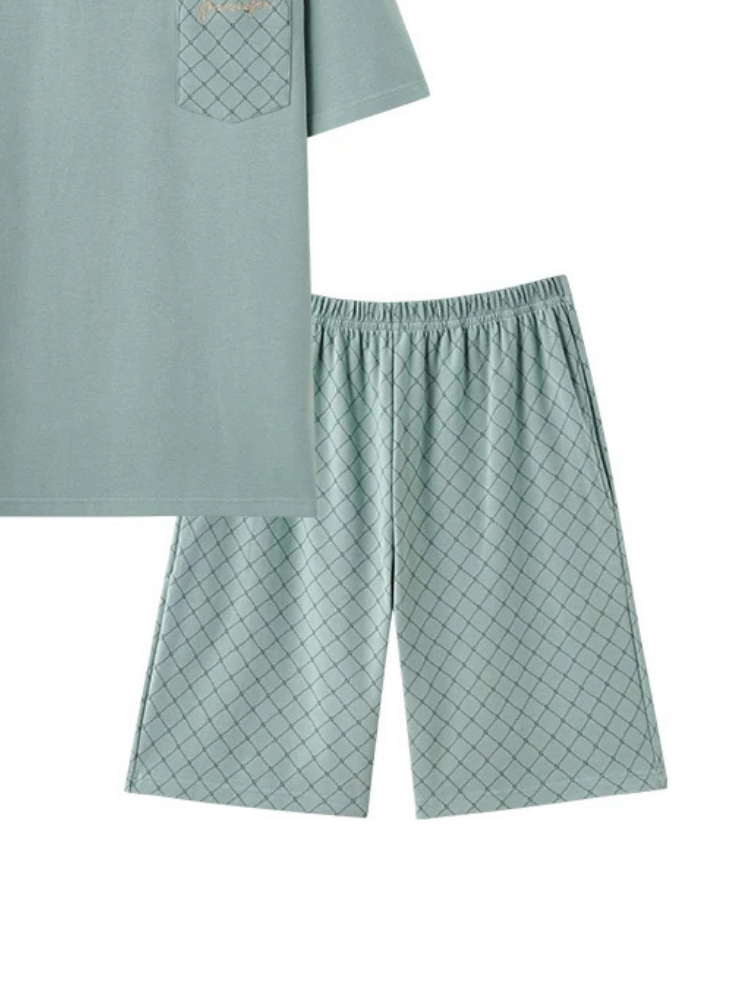 Pyjama Short Homme Vert Filet