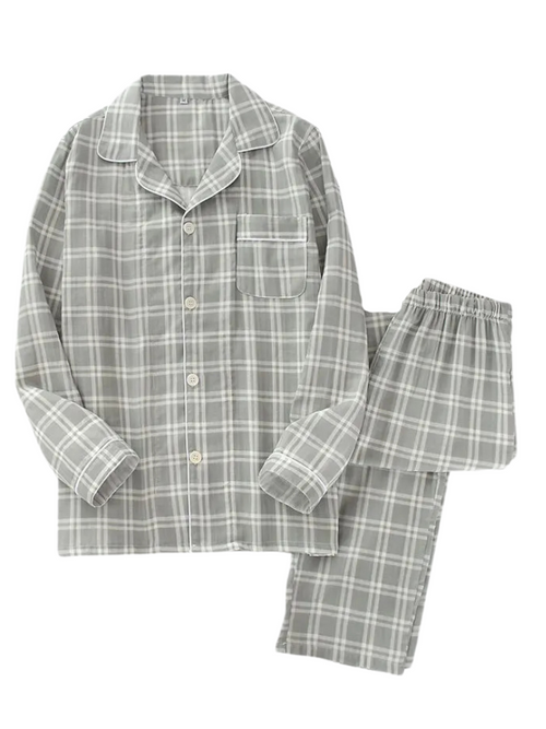 Pyjama Homme Manches Longues Gris