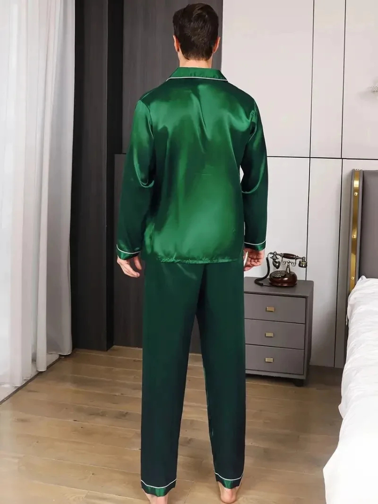 Pyjama Satin Homme Vert