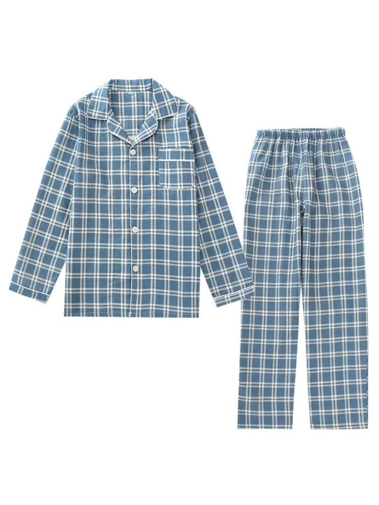 Pyjama Homme Manches Longues Bleu