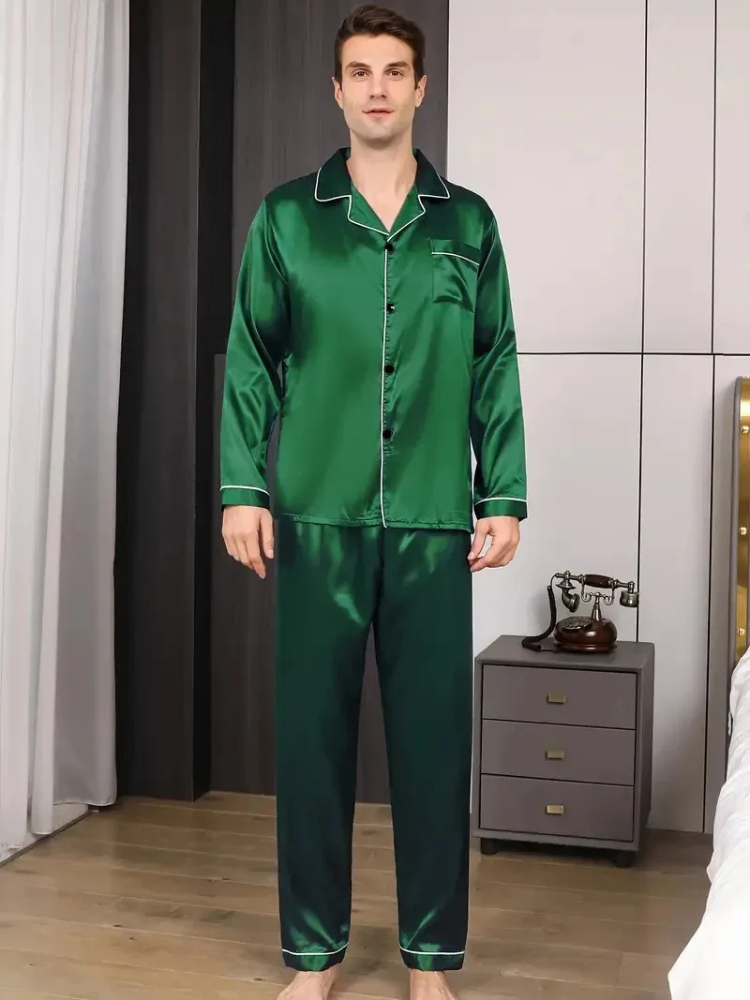 Pyjama Satin Homme Vert