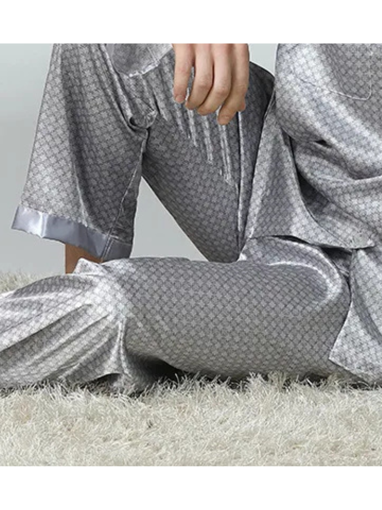 Pyjama Homme Satin Gris Métal