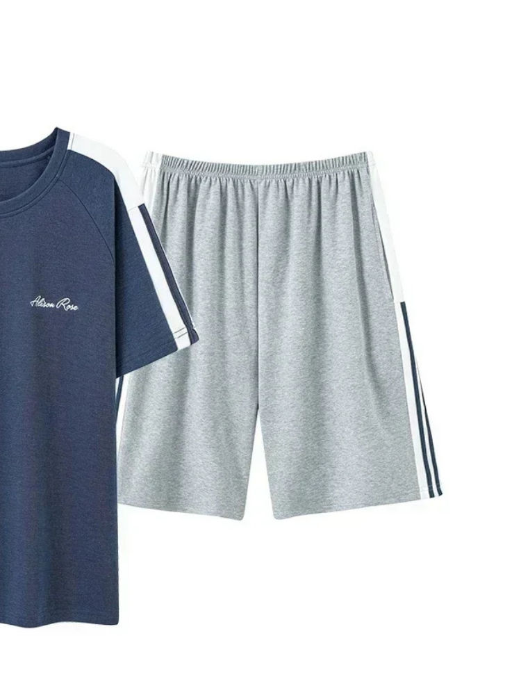 Pyjama Short Homme Bleu & Gris