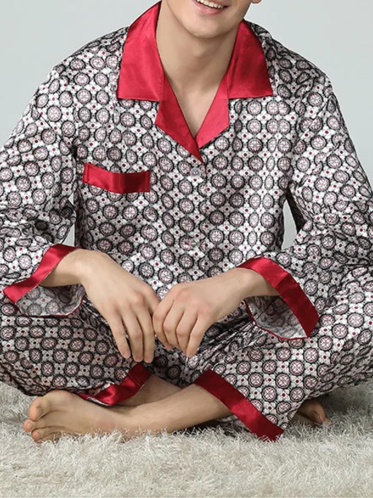 Pyjama Homme Satin Imprimé Luxe