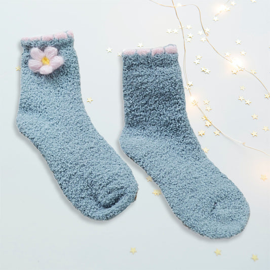Chaussette pilou fleur