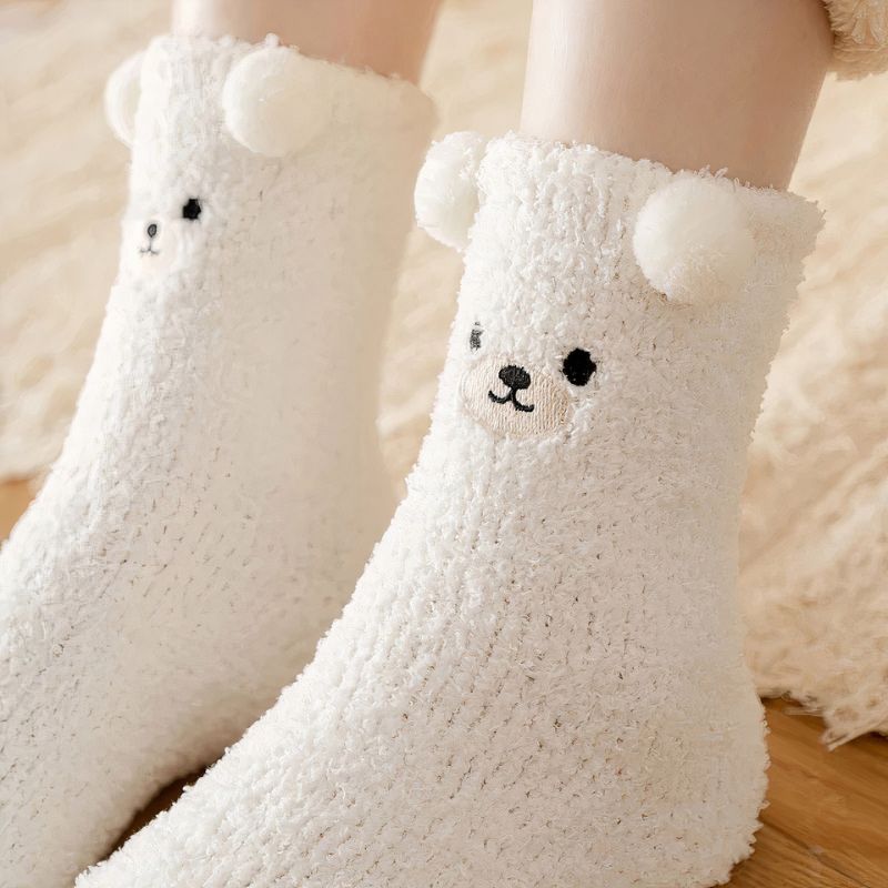 Chaussettes pelucheuses petit ourson