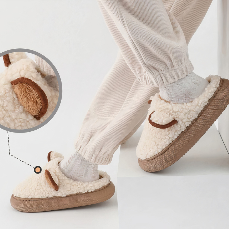 Chaussons bi-matière en moumoute