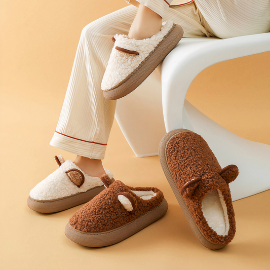 Chaussons bi-matière en moumoute