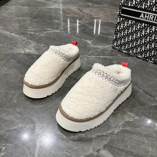 Chausson en peluche semelle large