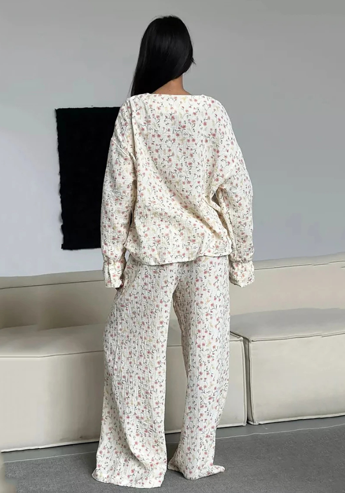 Pyjama Chaud Fleuri Femme