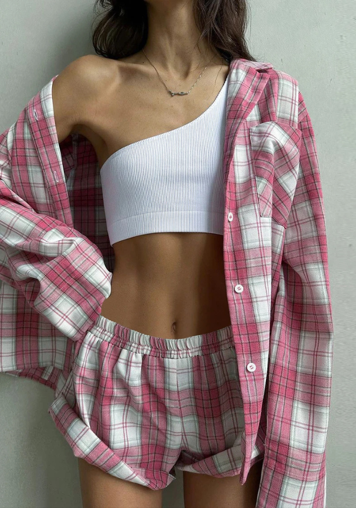 Pyjama Carreaux Rose Femme
