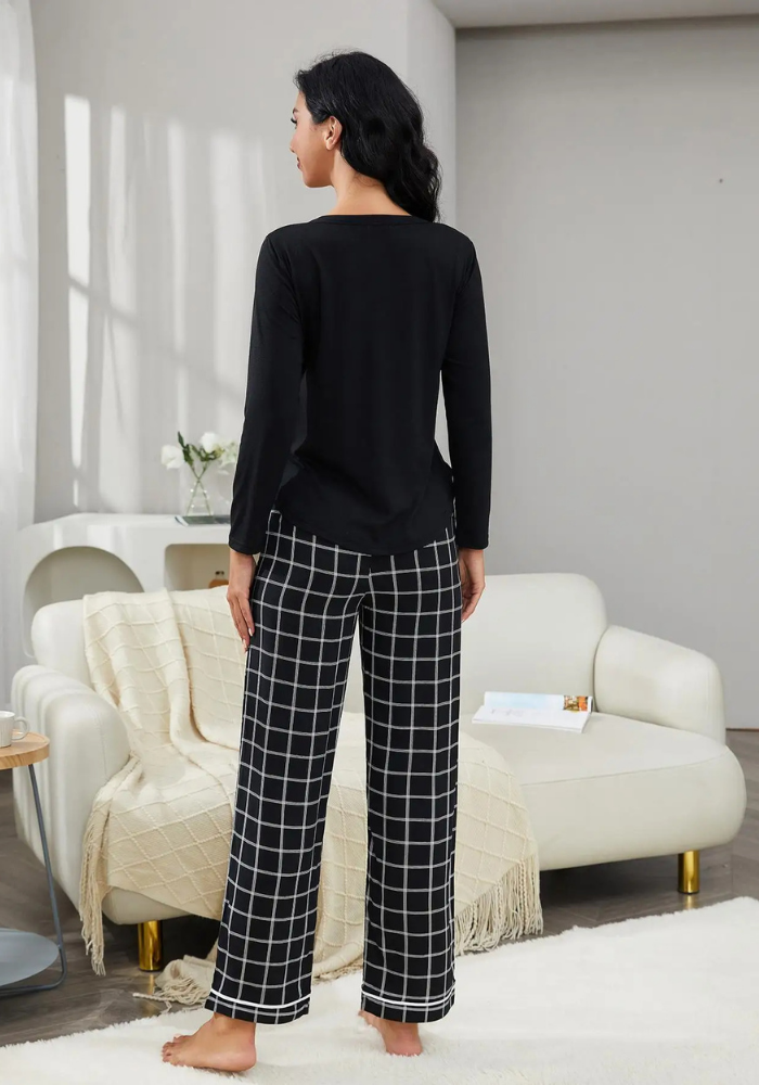Pyjama Noir Carreaux Femme