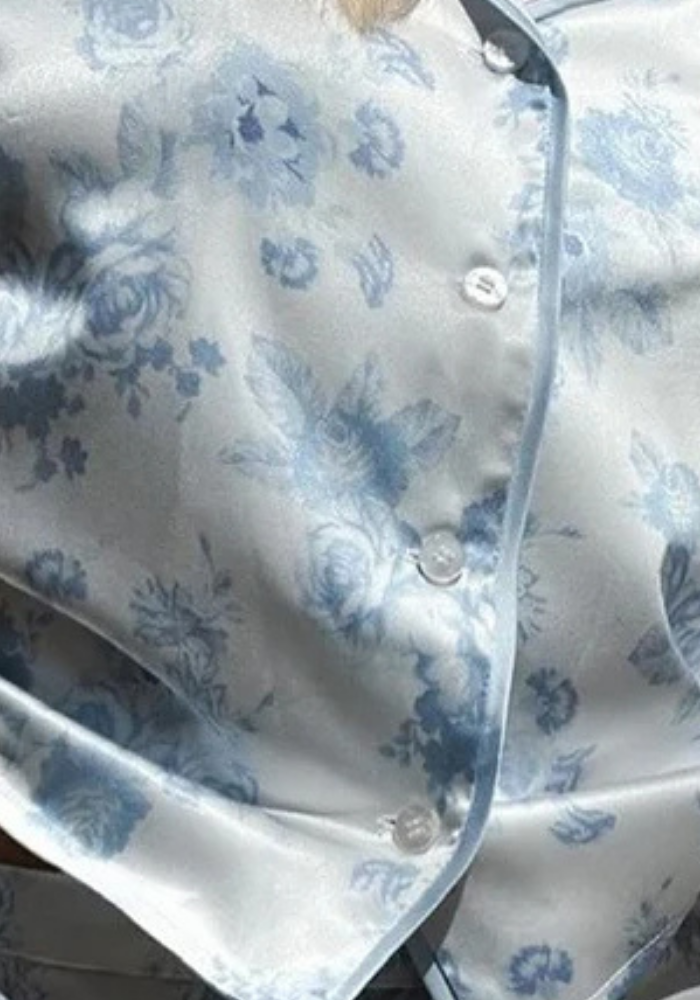Pyjama Bleu Floral Femme