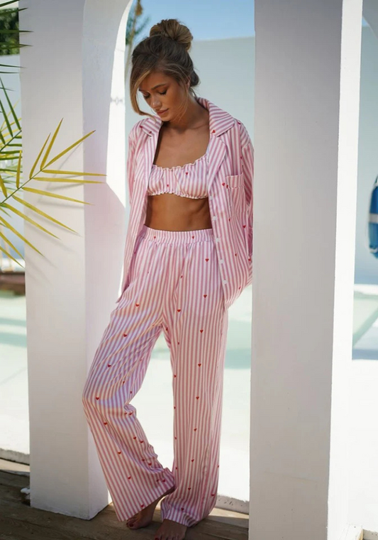 Pyjama 3 Pièces Rayé Femme