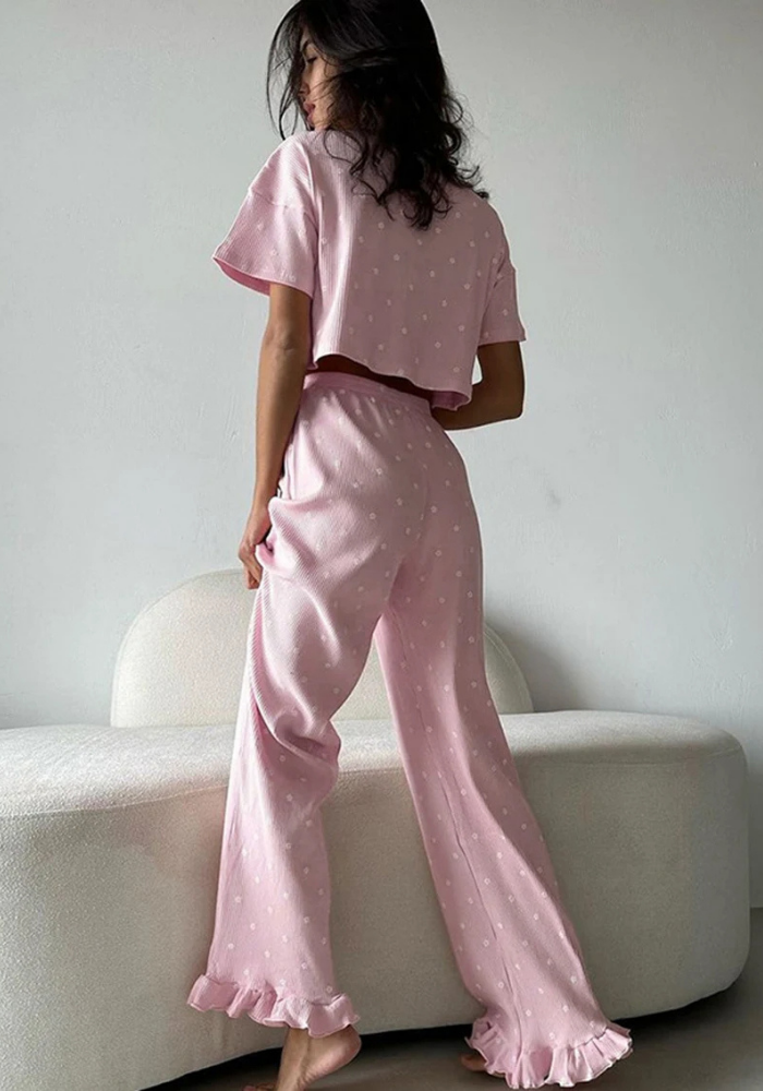Pyjama Rose Fleuri Femme