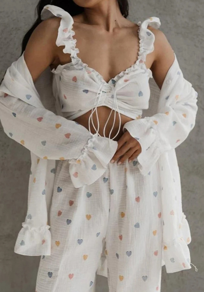 Pyjama 3 Pièces Imprimé Femme