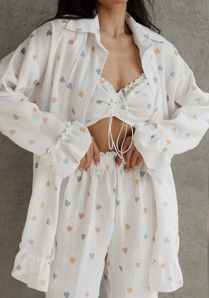 Pyjama 3 Pièces Imprimé Femme