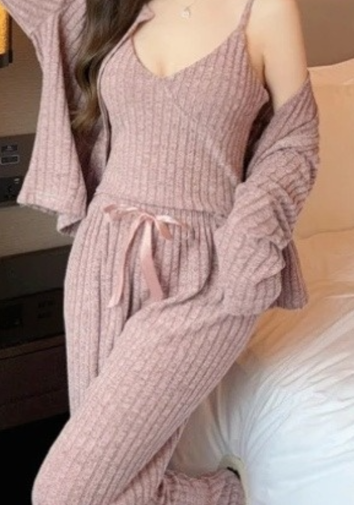 Pyjama 3 Pièces Rose Femme