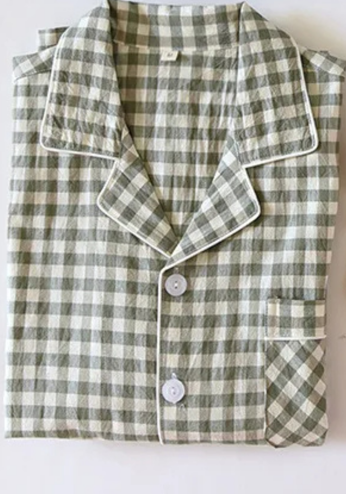 Pyjama Carreaux Vichy Vert Femme