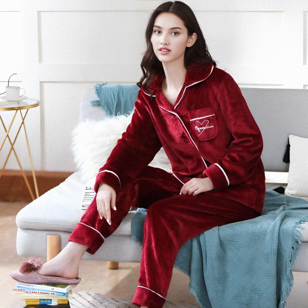 Pyjama pilou pilou femme rouge