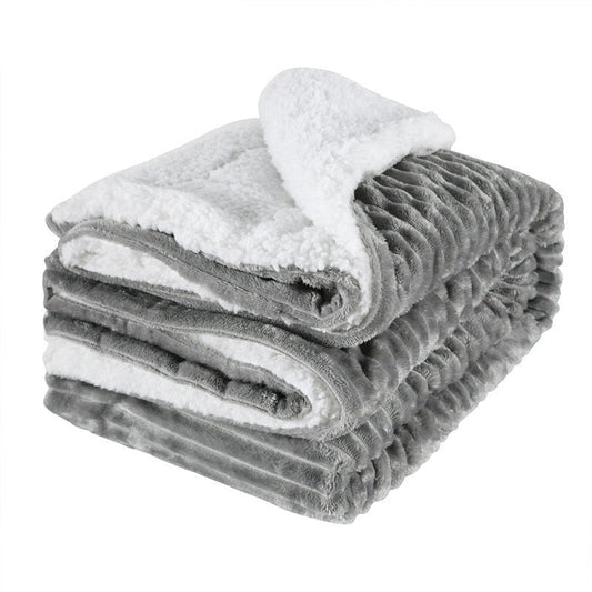 Plaid Doublé Fourrure Blanche Pilou