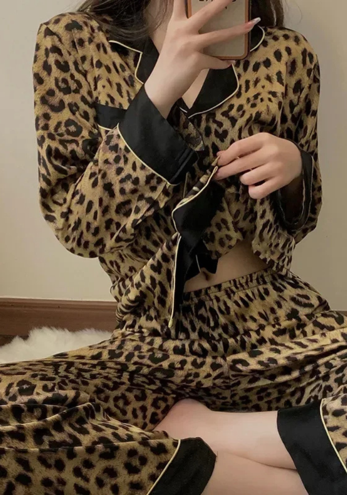 Pyjama Femme Satin Léopard